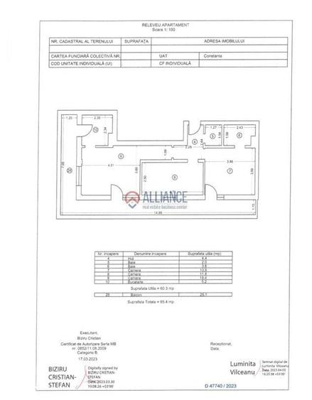 Apartament cu 3 camere în Palazu Mare