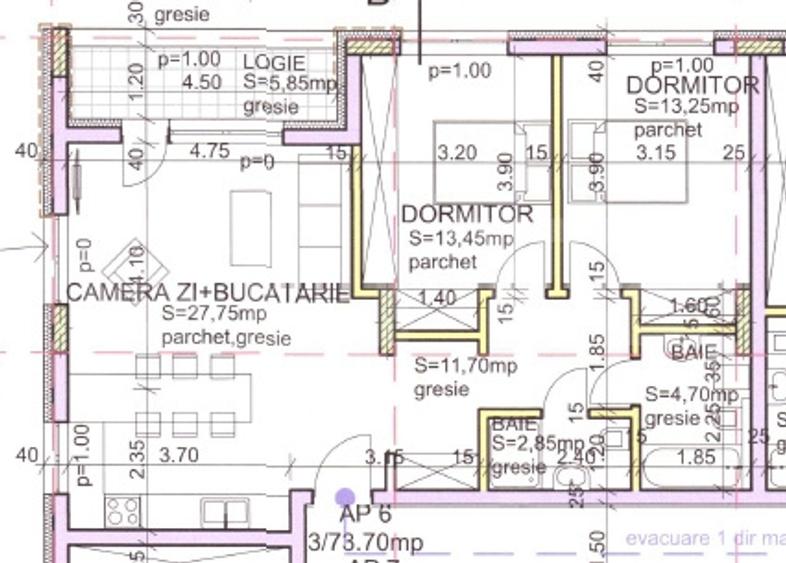 Apartament cu 3 camere semidecomandat în Semicentral