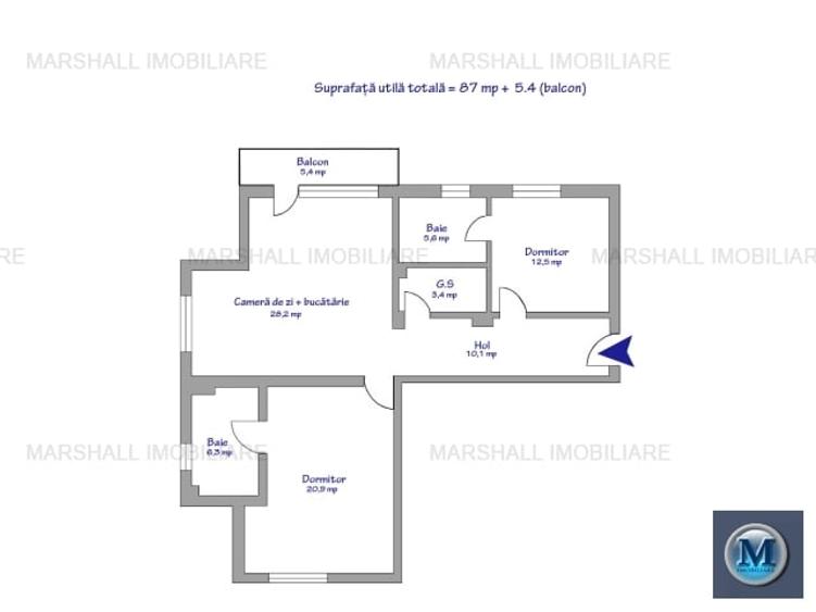 Apartament cu 3 camere decomandat, mobilat în Albert