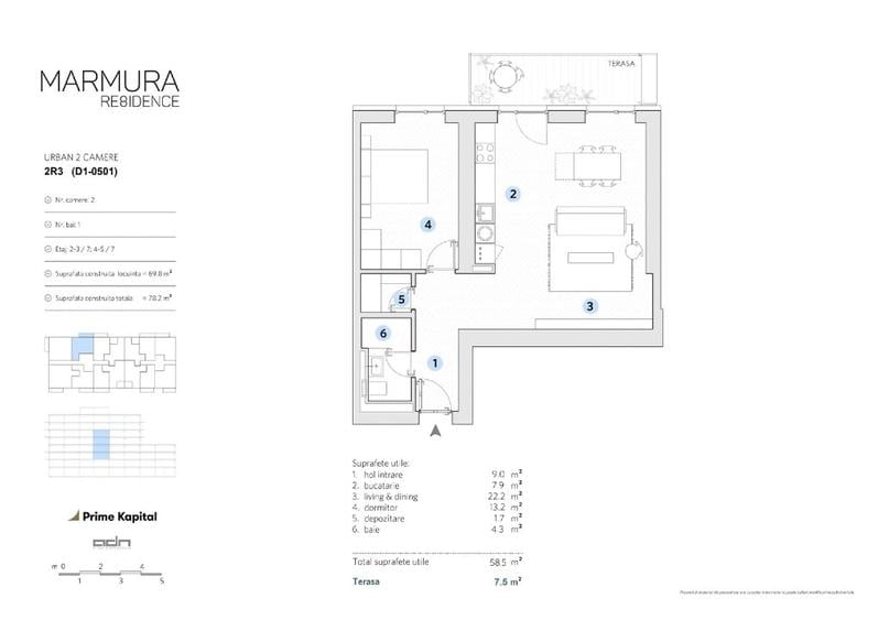 Apartament cu 2 camere decomandat, mobilat în Bucureștii Noi
