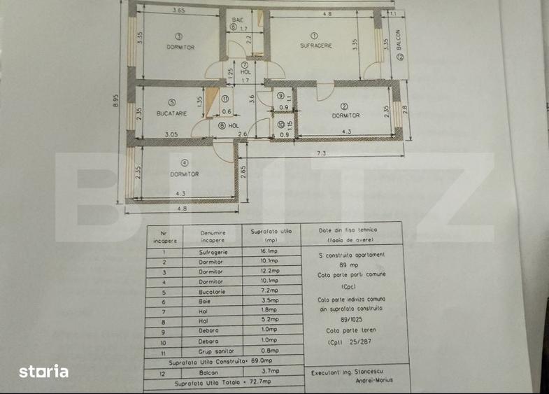 Apartament cu 4 camere decomandat în Aleea Trandafirilor