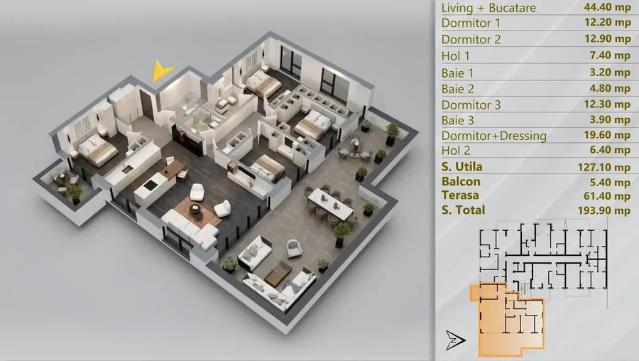 Apartament cu 5 camere decomandat în Theodor Pallady