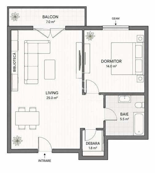 Apartament cu 2 camere, mobilat în Seleuș