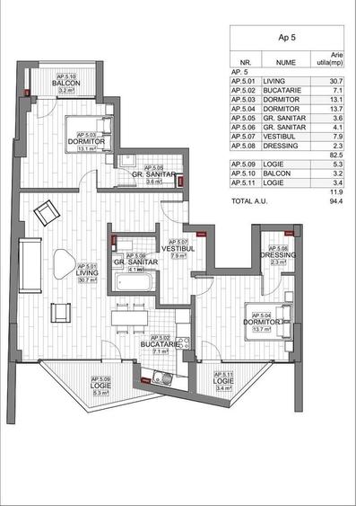 Apartament cu 3 camere în Central