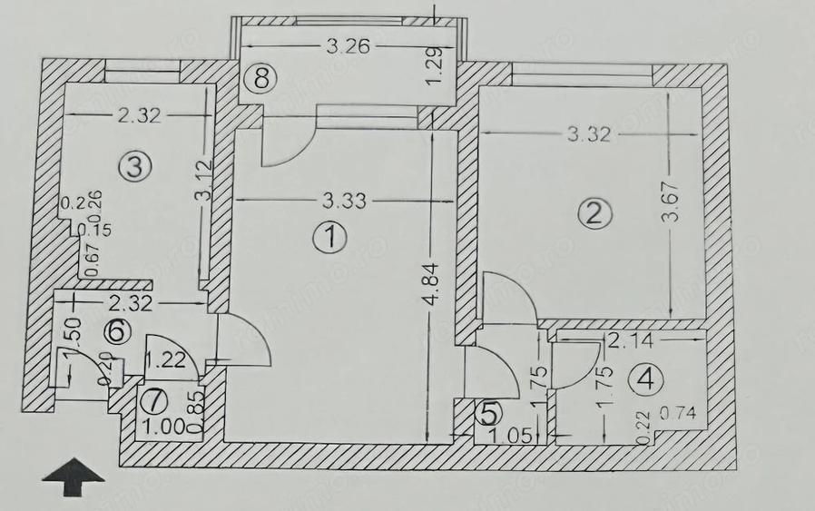 Apartament cu 2 camere semidecomandat în Ultracentral