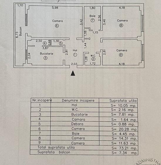 Apartament cu 3 camere decomandat, mobilat în Călărași