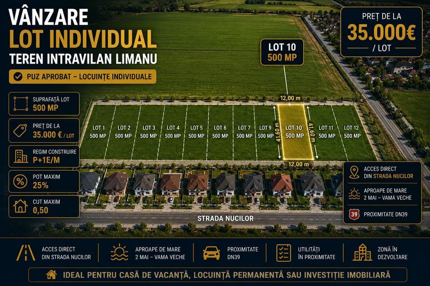 Teren Construcții de 500 mp, în Vama Veche