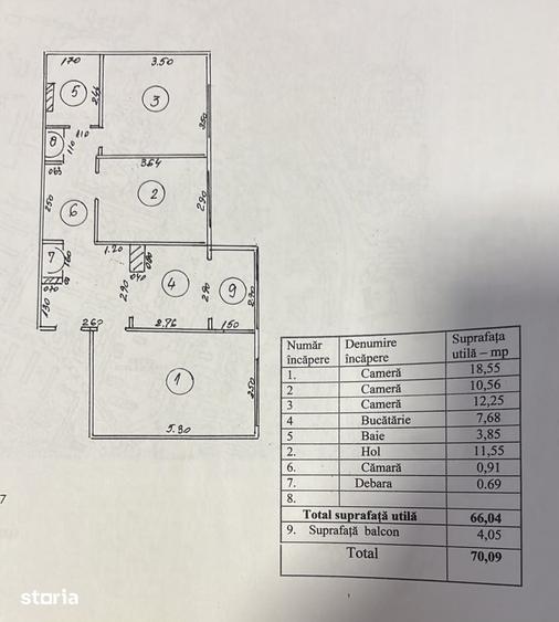 Apartament cu 3 camere în Țiglina 3