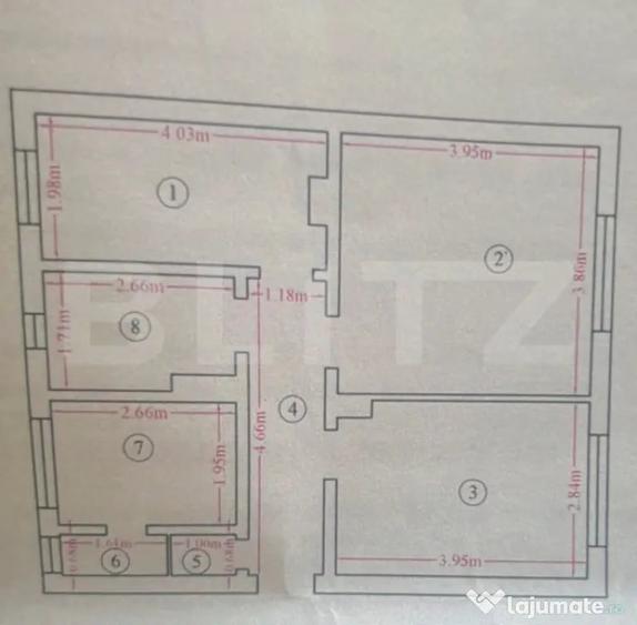 Apartament cu 3 camere decomandat în Miroslava