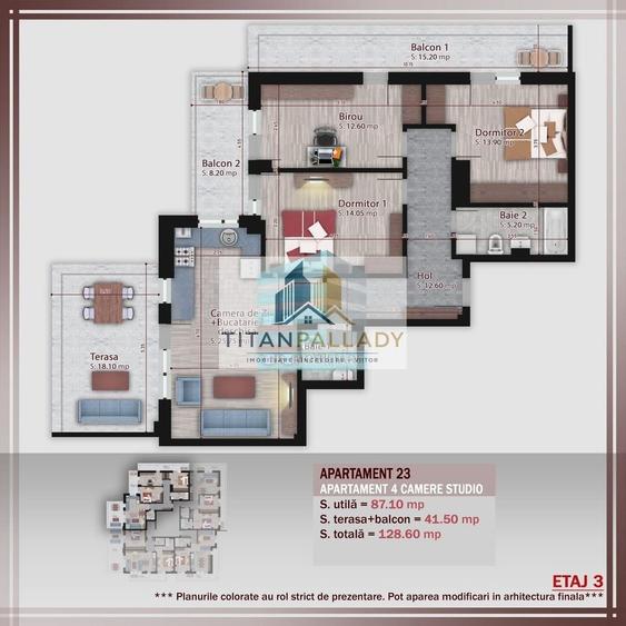 Apartament cu 4 camere decomandat în Titan