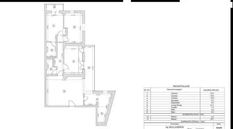 Apartament cu 4 camere în Armeneasca
