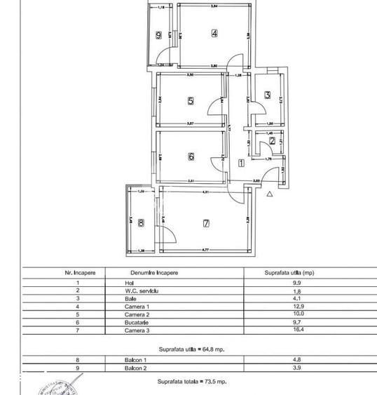 Apartament cu 3 camere decomandat în Delfinariu