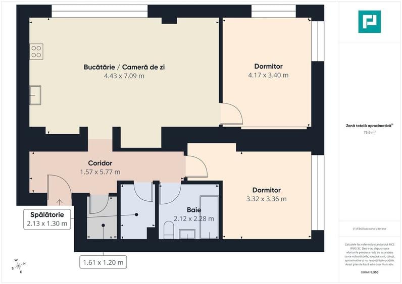 Apartament cu 3 camere semidecomandat, mobilat în UTA