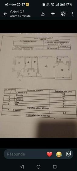 Apartament cu 3 camere semidecomandat în Boldești