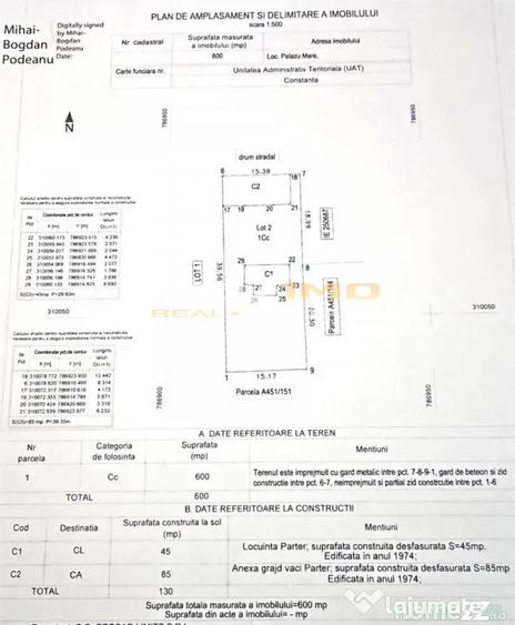 Teren de 600 mp, în Palazu Mare