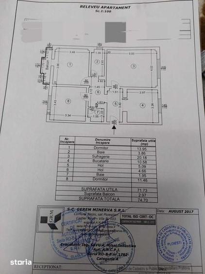 Apartament cu 3 camere decomandat în Cantacuzino