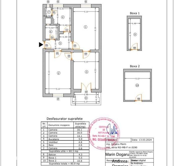 Apartament cu 3 camere în Tei