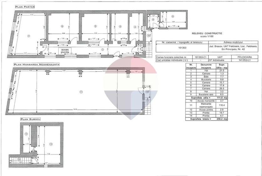Casă individuală cu 3 camere cu Teren 1651 Mp în Feldioara