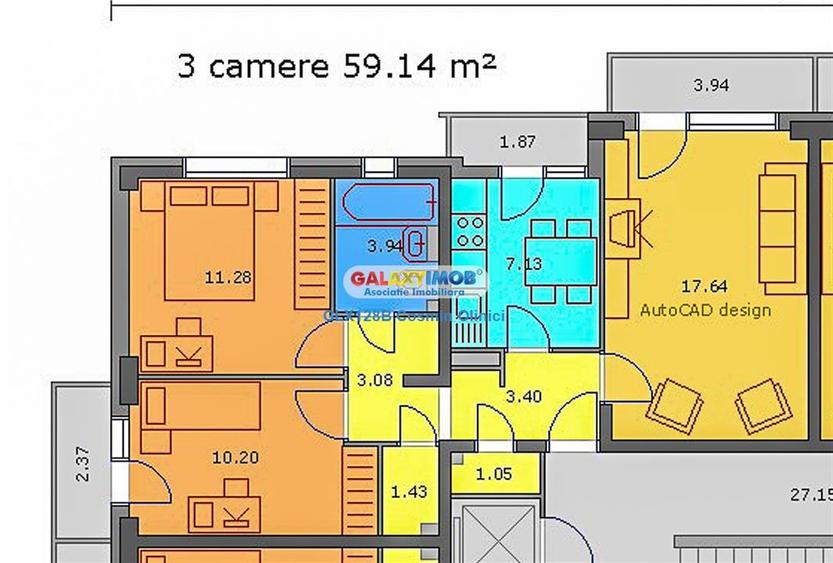 Apartament cu 3 camere decomandat în Colentina