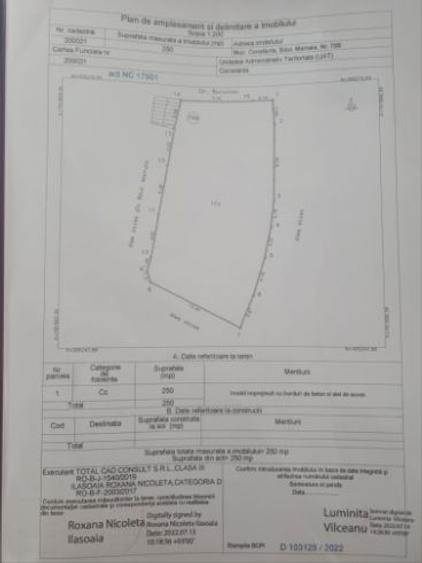 Teren Construcții intravilan de 250 mp, în Tomis I