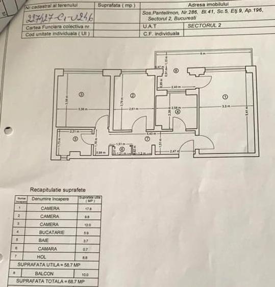 Apartament cu 3 camere decomandat, mobilat în Morarilor