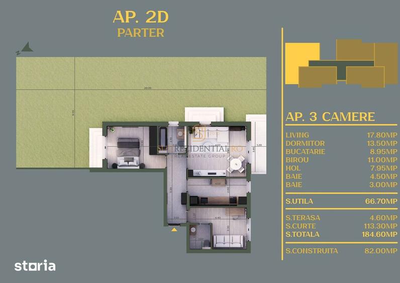 Apartament cu 3 camere în Vidra
