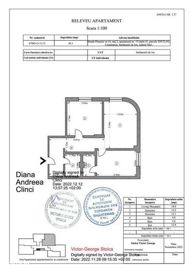 Apartament cu 3 camere în Ștefăneștii de Jos