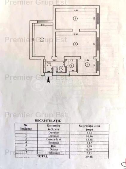 Apartament cu 3 camere nedecomandat în Tătărași
