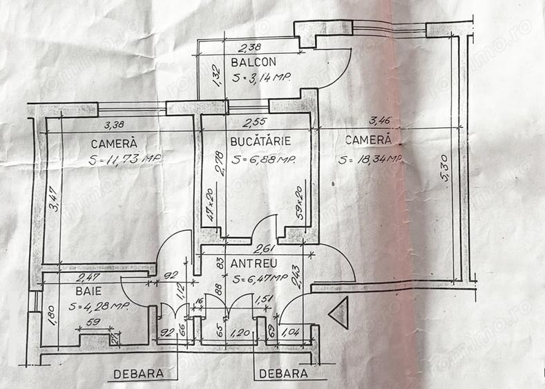 Apartament cu 2 camere decomandat în Nufărul