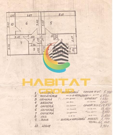 Apartament cu 3 camere decomandat, mobilat în Brâncoveanu