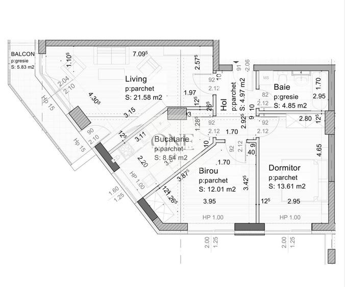 Apartament cu 3 camere decomandat în Tractorul