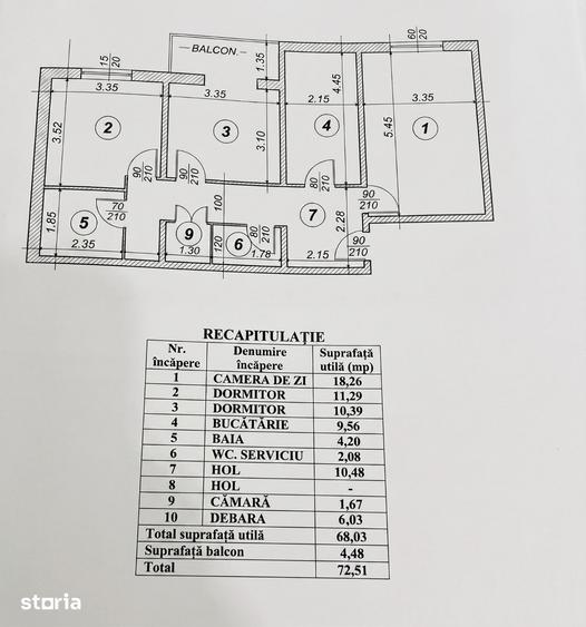 Apartament cu 3 camere decomandat în Central