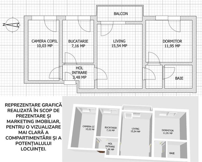 Apartament 3 camere etaj 2 in Moldova Noua - 10