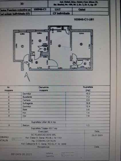 Apartament cu 3 camere semidecomandat în Micro 19