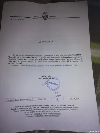 Teren de 2858 mp, în Central