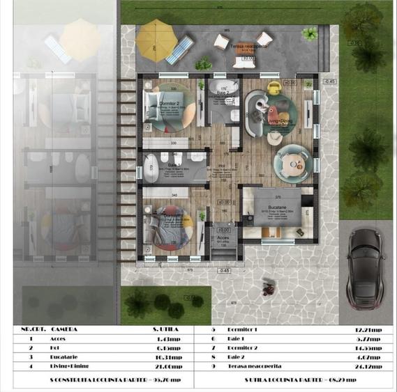 Casă individuală cu 3 camere cu Teren 330 Mp în Berceni