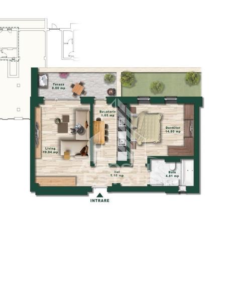 Apartament cu 2 camere decomandat în Torontalului