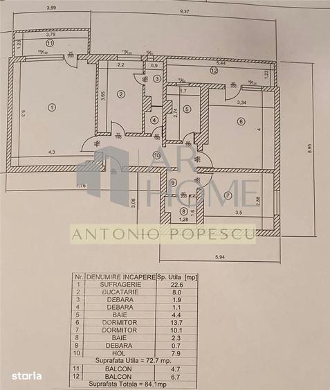 Apartament cu 3 camere decomandat în Cantacuzino