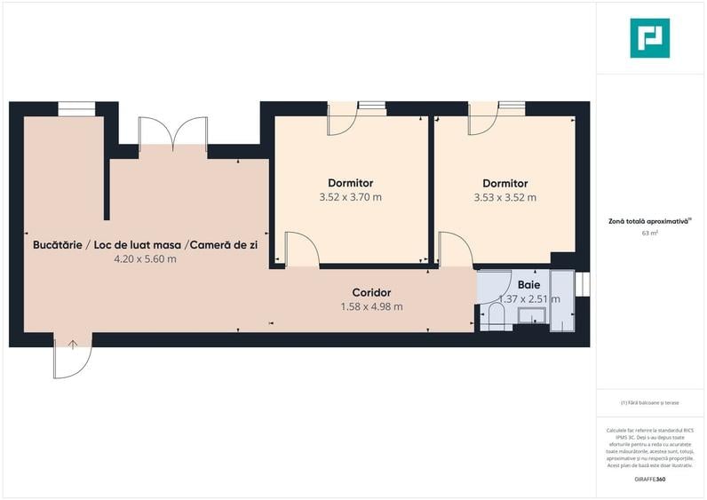 Apartament cu 3 camere semidecomandat în Torontalului