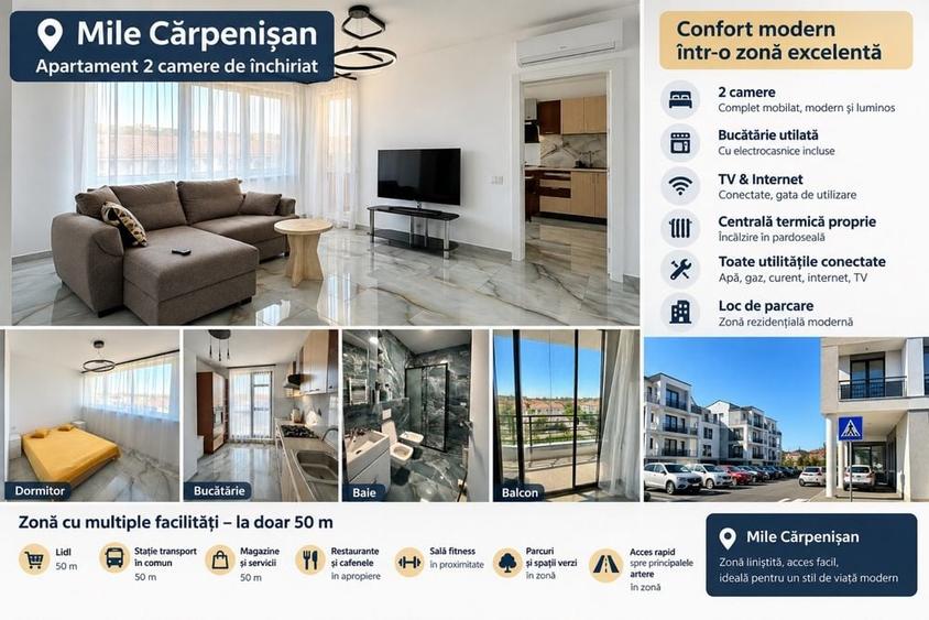 Apartament cu 2 camere decomandat în Exterior Vest