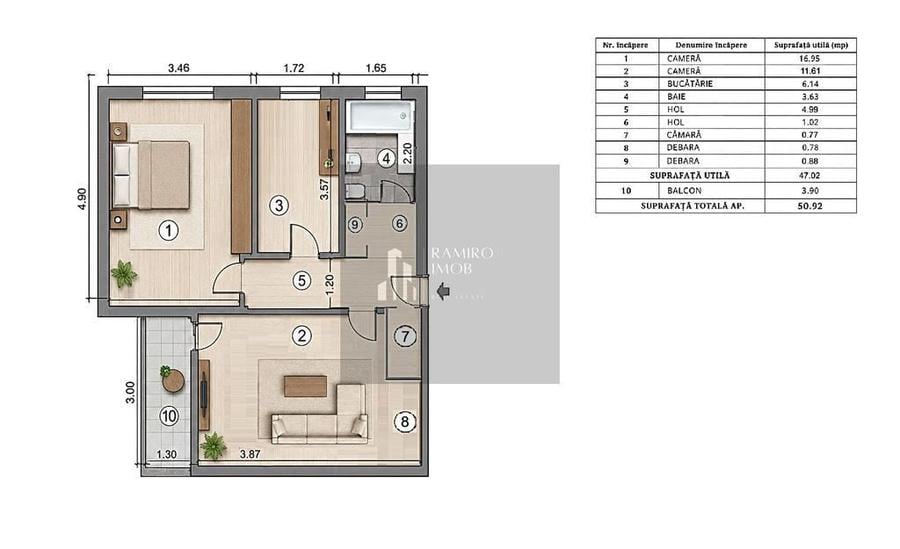 Apartament cu 2 camere decomandat în Alexandru Obregia