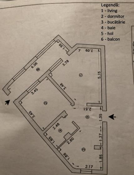 Apartament cu 2 camere decomandat, mobilat în Poarta 6