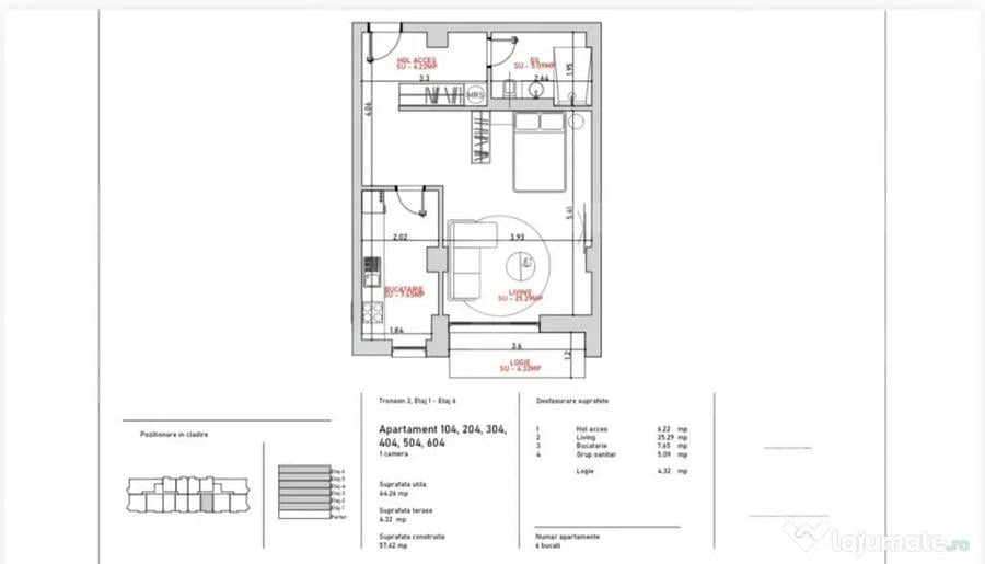 Apartament 2 camere, 58.94 mp, zona Port - 4