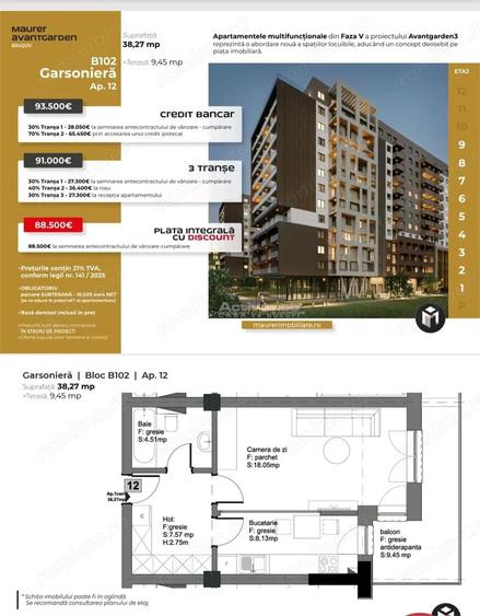 Garsonieră decomandată în Avantgarden