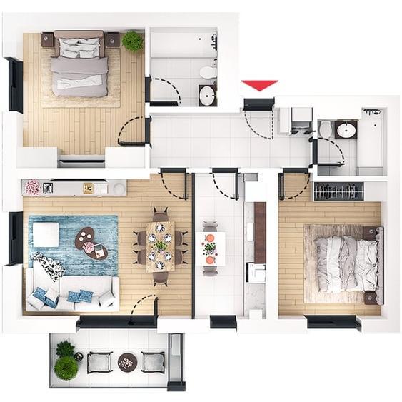 Apartament cu 3 camere decomandat în Militari