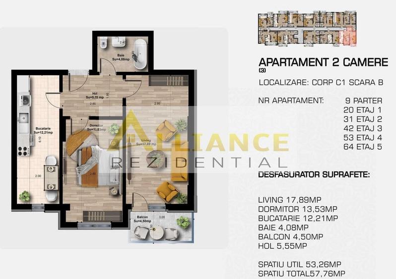 Apartament cu 2 camere decomandat în Est