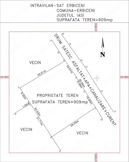 Teren intravilan 900mp Erbiceni (apa, canalizare, energie electrica, asfalt) - 1