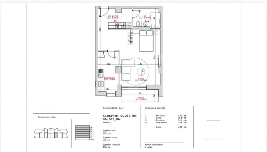 Apartament cu 2 camere decomandat în Port