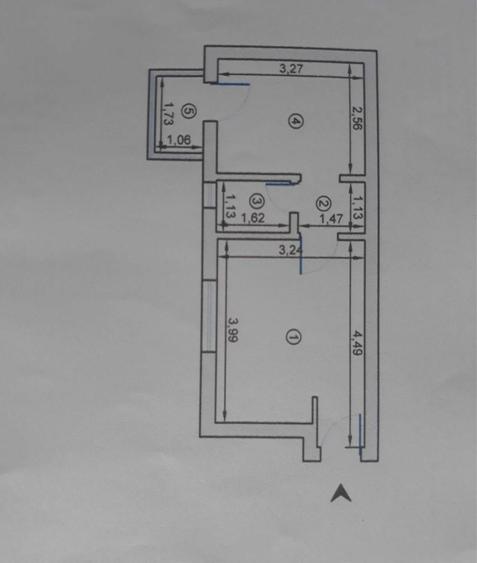 Apartament cu 2 camere semidecomandat în Exterior Vest