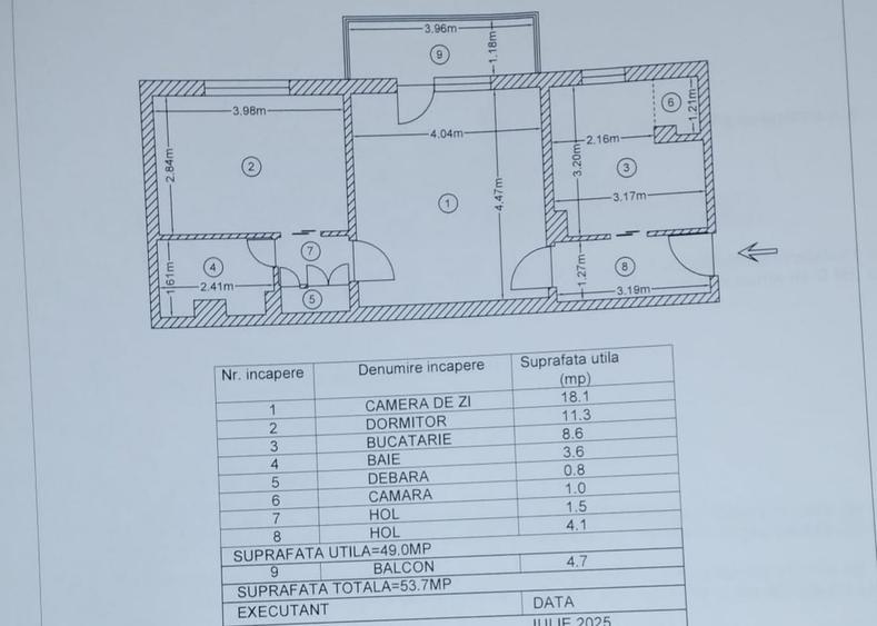 Apartament cu 2 camere semidecomandat în Prundu